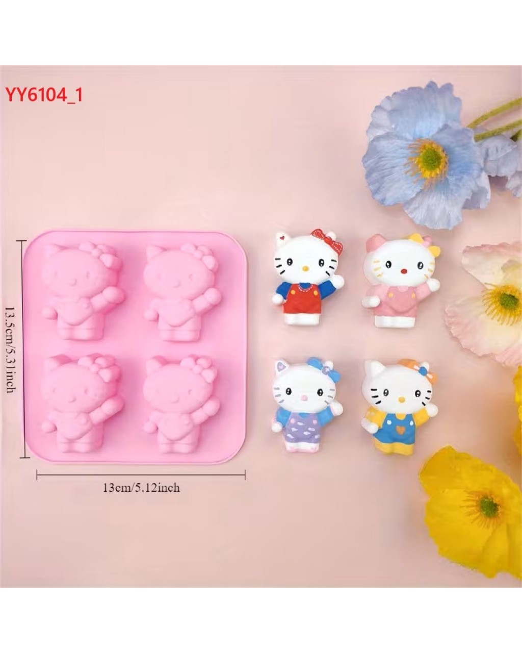 YY6104 4'lü Hello Kitty Silikon Kalıp YY6104 4'lü Hello Kitty Silikon Kalıp